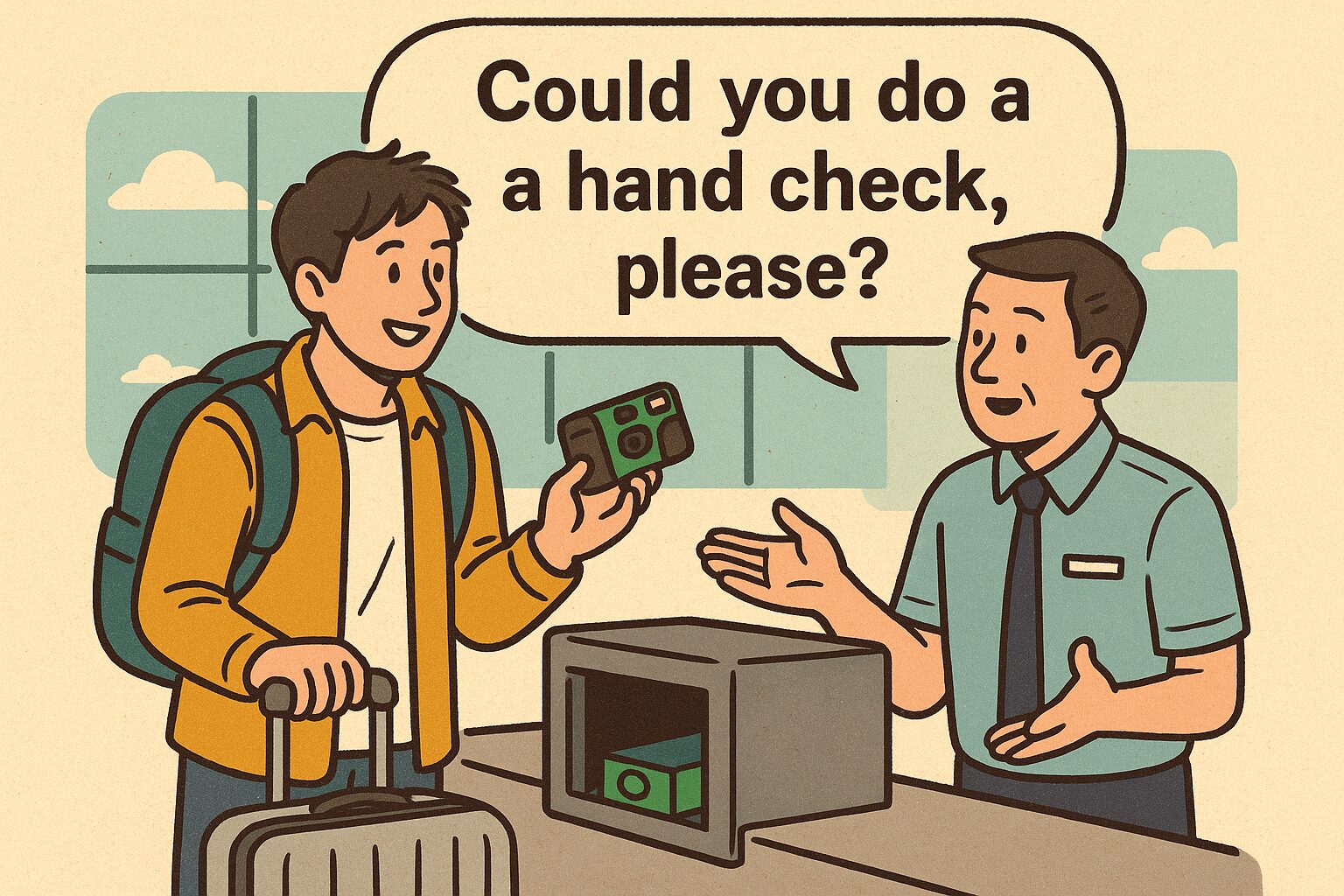 ハンドチェックをお願いするときに使える英語表現