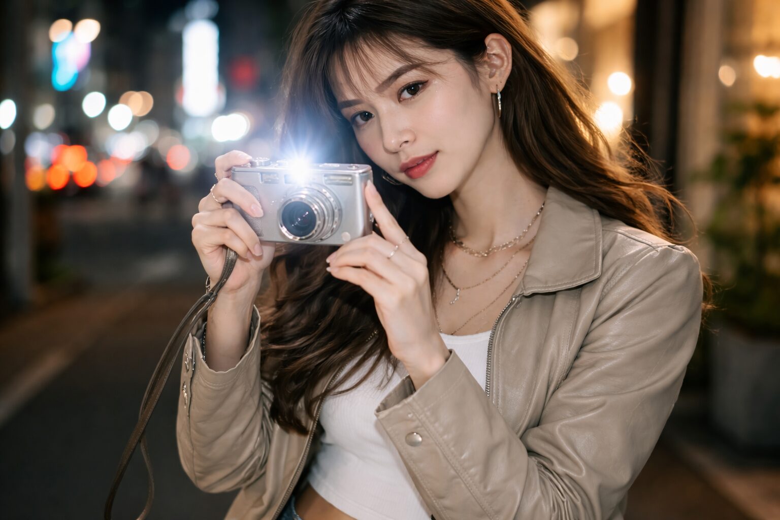 フラッシュで夜スナップ