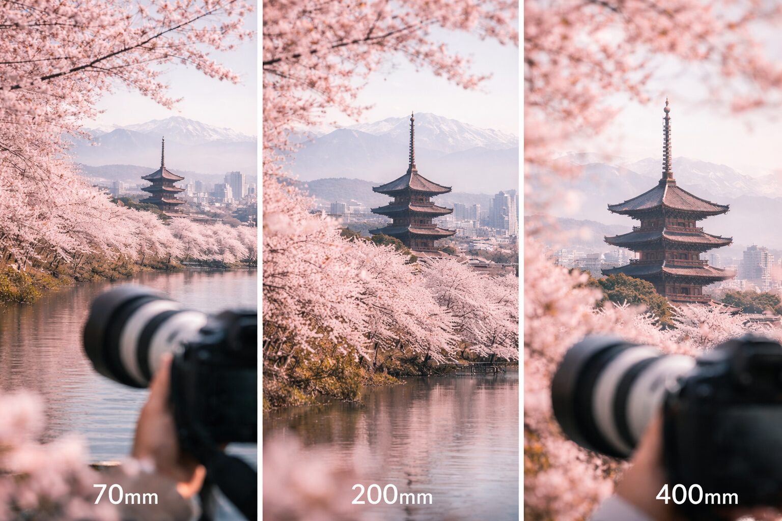 桜撮影で望遠レンズ焦点距離