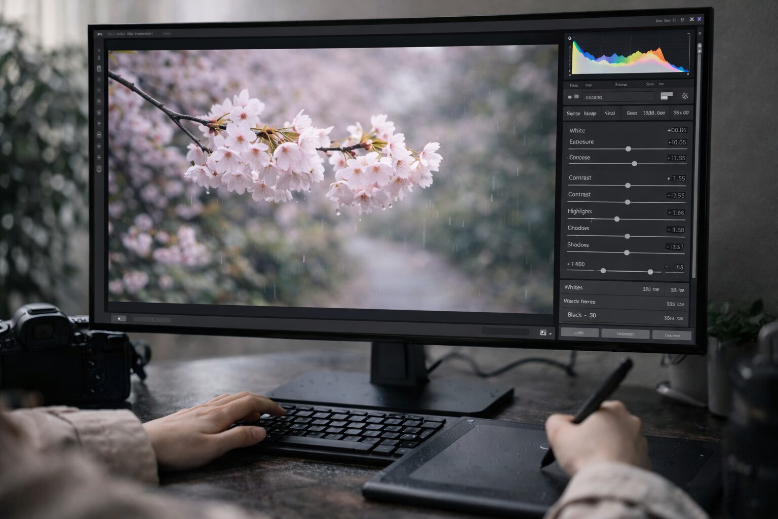 桜撮影曇りのRAW現像手順