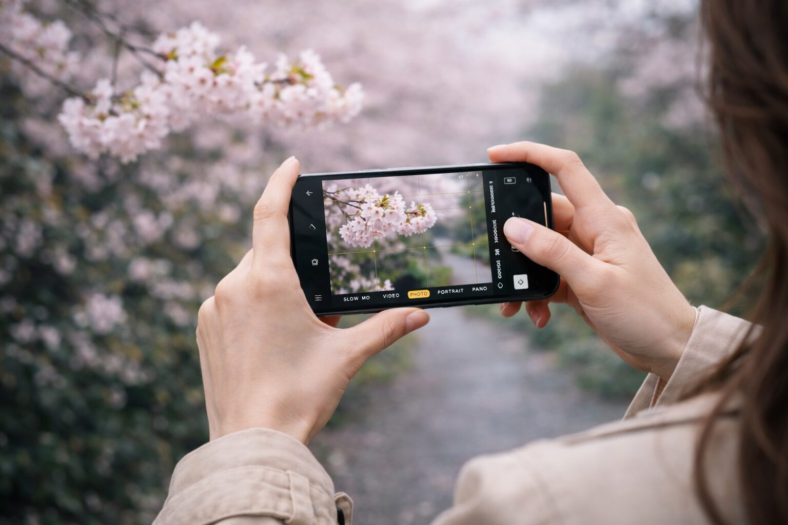 桜撮影曇りのスマホ撮影術