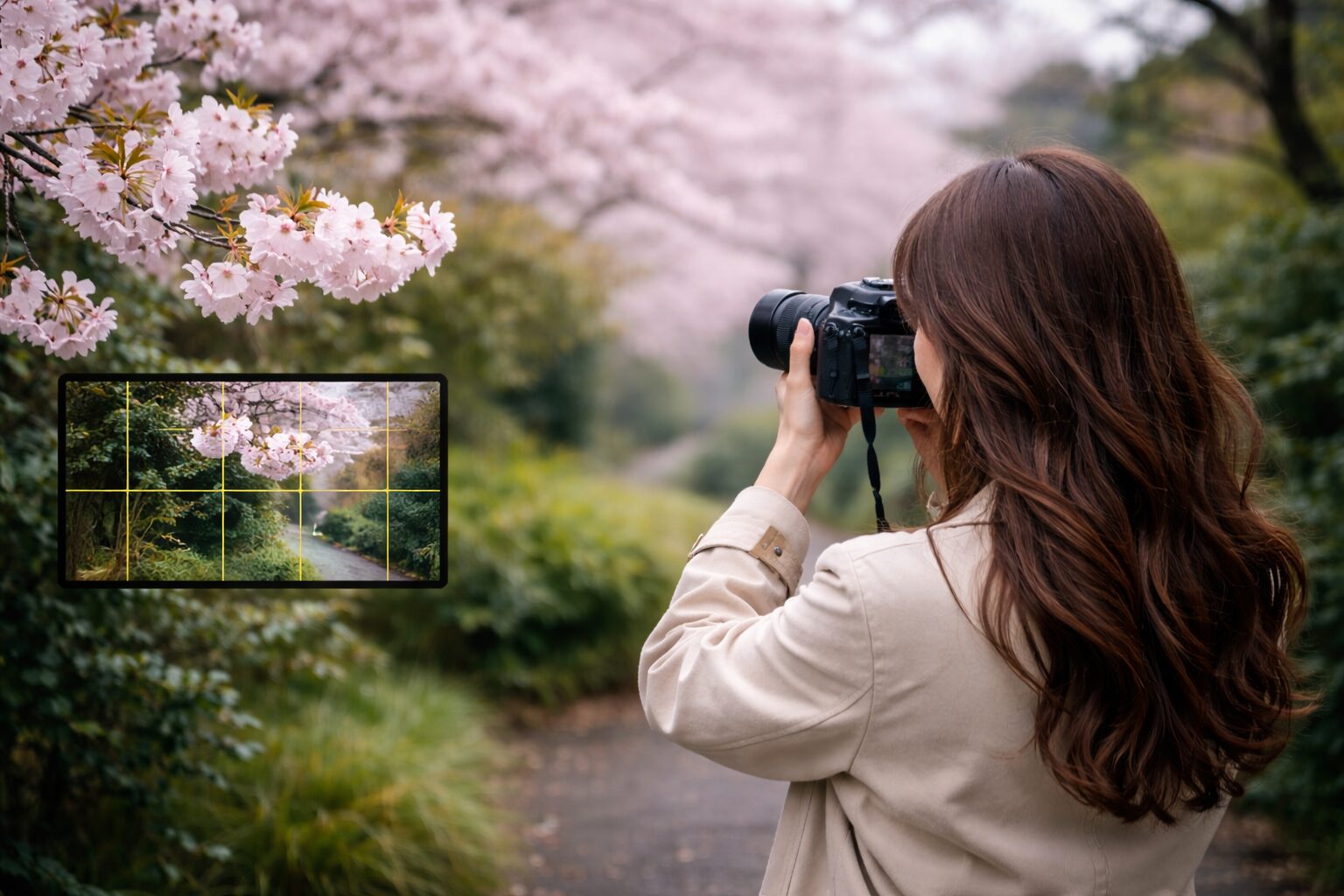 桜撮影曇りの構図と背景選び