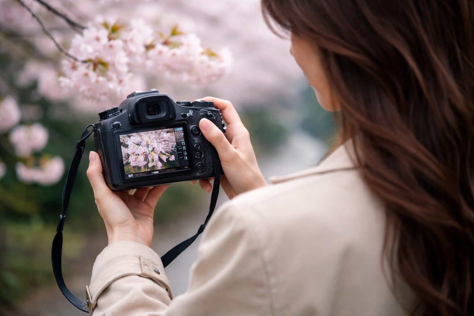桜撮影曇りの露出補正設定