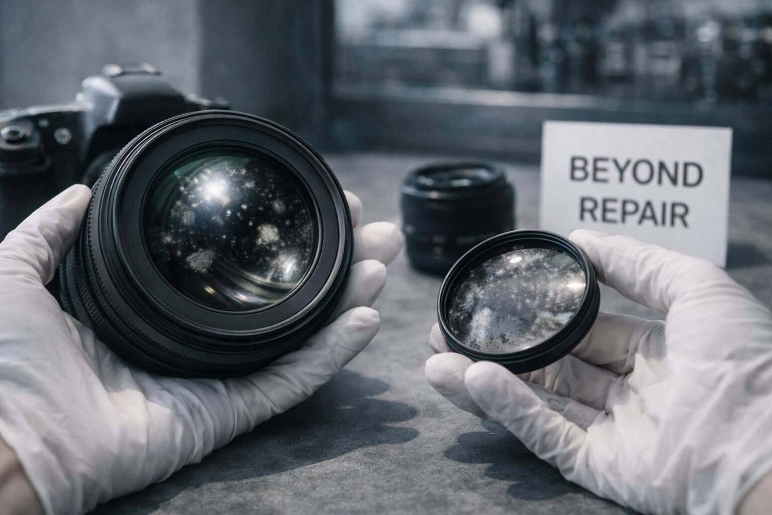 カビ跡が残るケースと修理不能