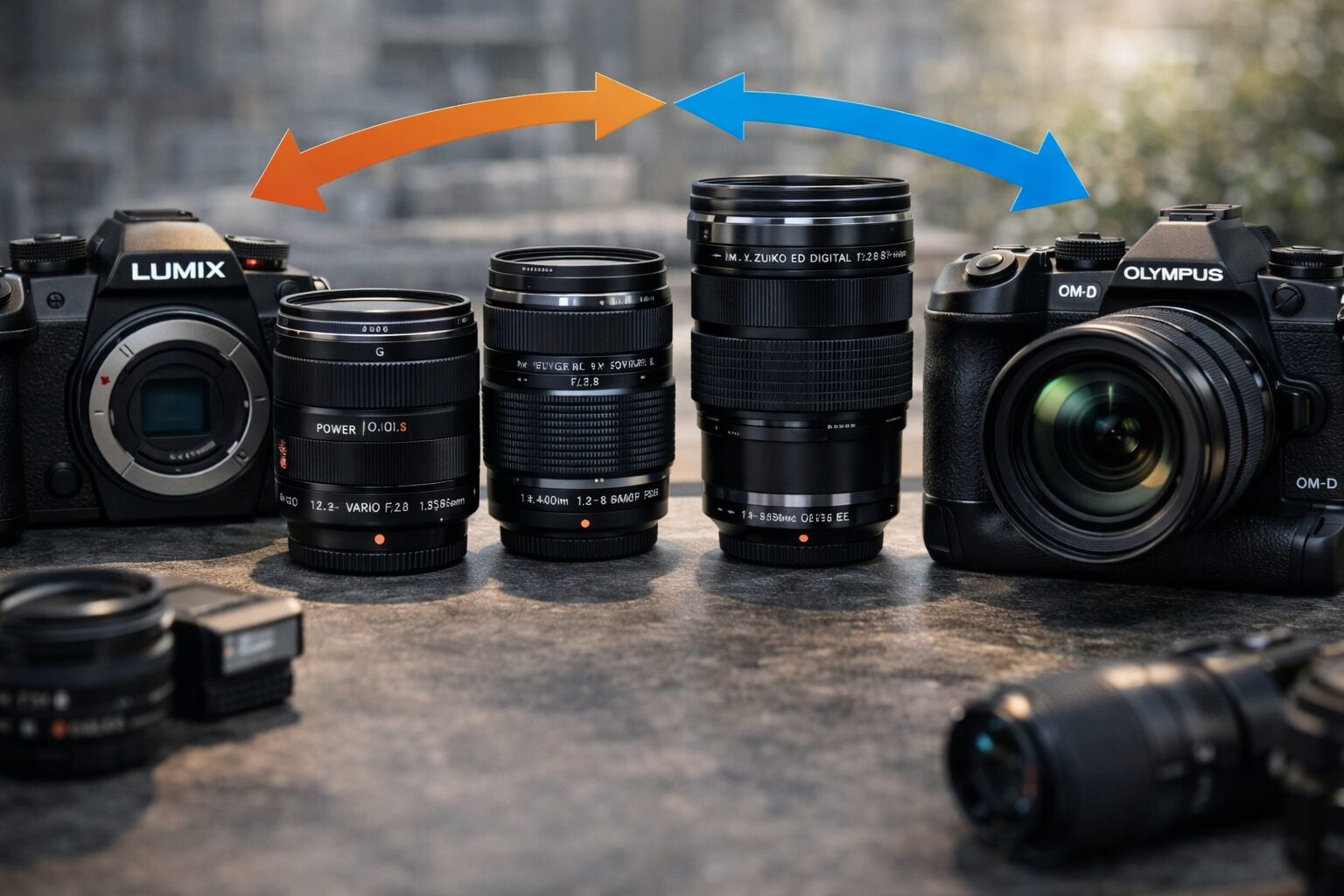 ルミックスとオリンパスのミラーレス比較のレンズ互換性