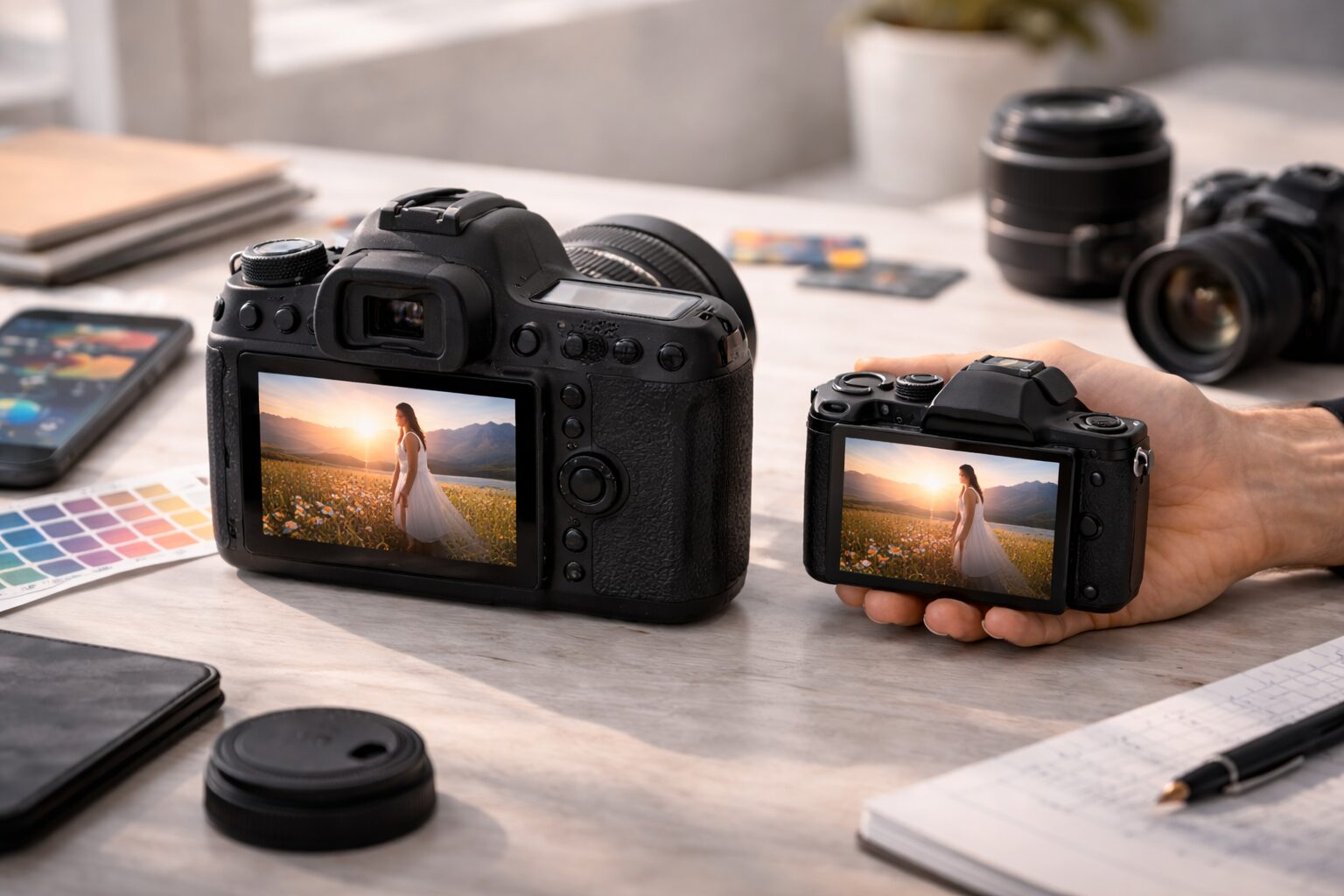 一眼レフ ミラーレス サイズ 重さの違い