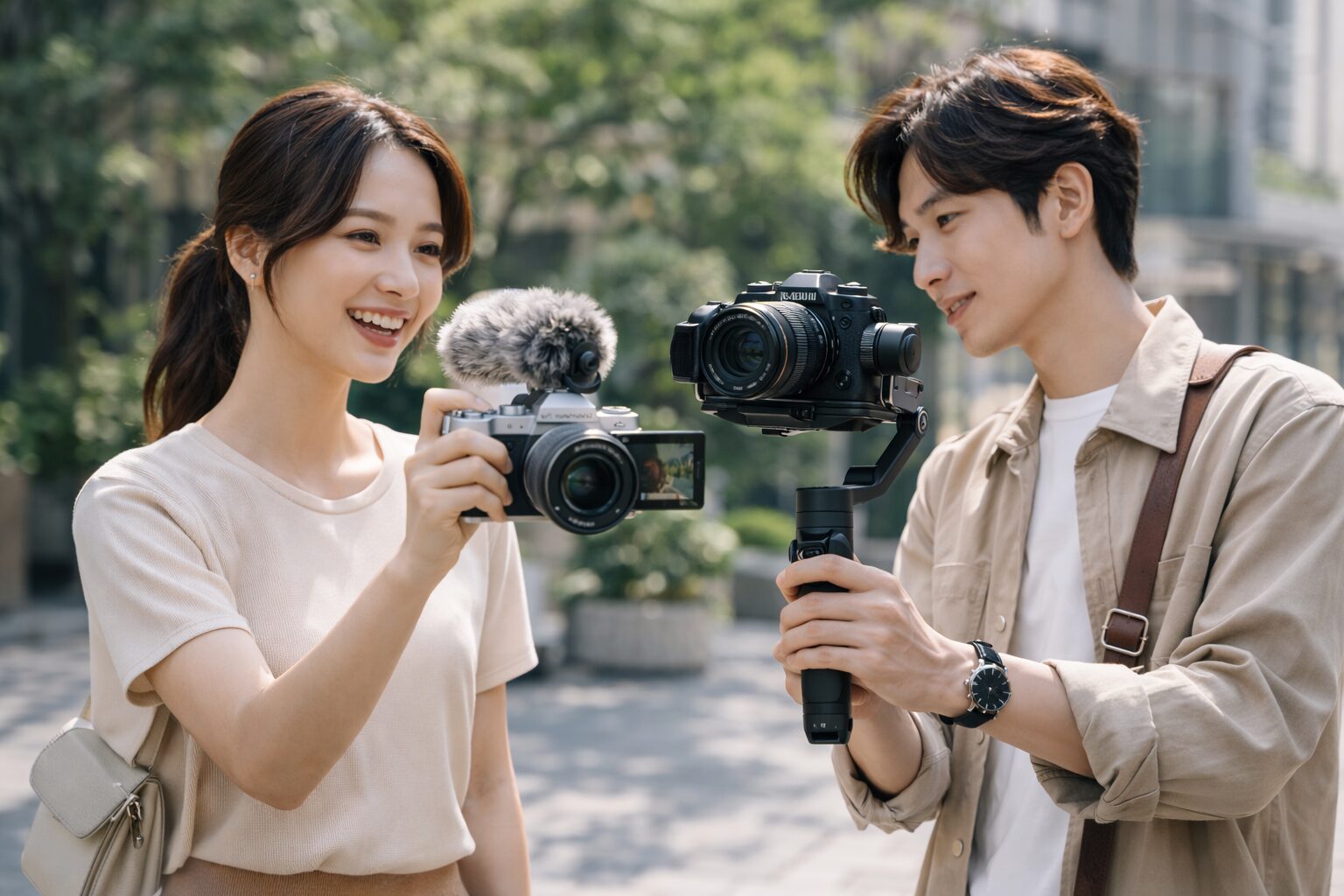 バリアングル液晶を使った動画撮影イメージ